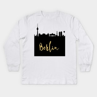 BERLIN GERMANY DESIGNER SILHOUETTE SKYLINE ART Kids Long Sleeve T-Shirt